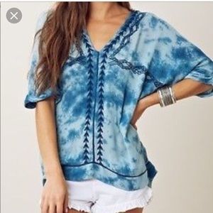 Free People blue tie dye top